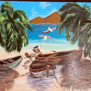 Tropical Beach Scene Canvas Art